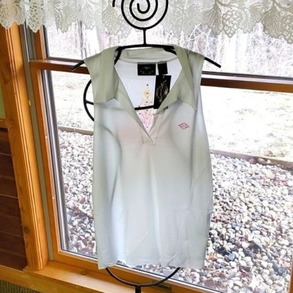 Harley-Davidson Sz XL White 100% Nylon Embellished Graphic Sleeveless Soft Shirt